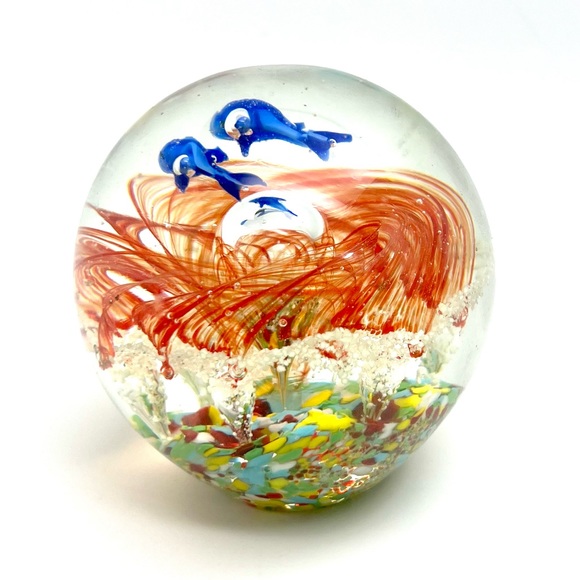 HAND BLOWN UNDERWATER WORLD of GLASS OFFICE PAPERWEIGHT GLASS FOR DESK DECOR - Picture 2 of 12